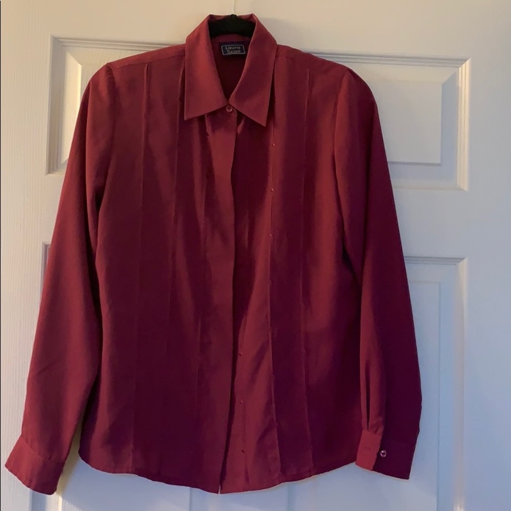 Womens meroon chiffon 90’s solid soft detail shirt
